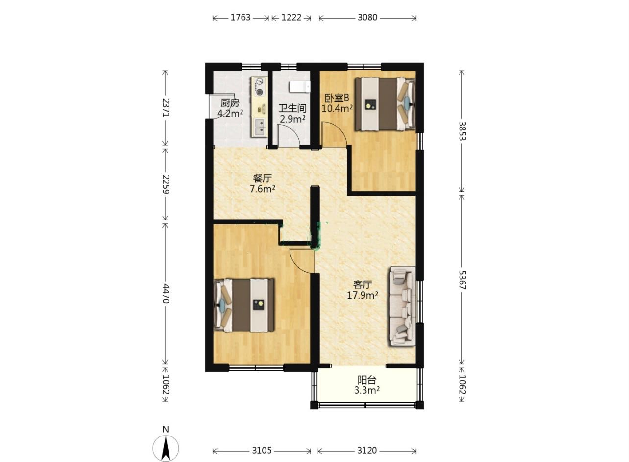 常熟路安福路公寓房南北通边套
